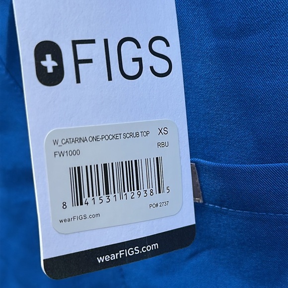 NWT Figs women’s Blue V-Neck scrub top size XS - Picture 2 of 6